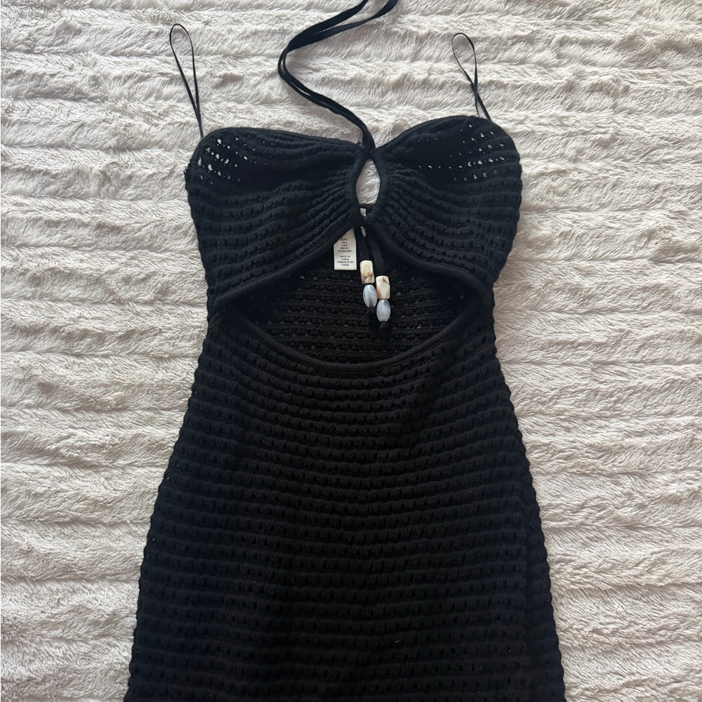 Elegant Black Crochet Dress